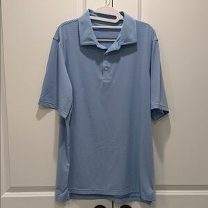 Vineyard Vines x Jim Nantz Men’s Performance Polo, Blue Striped, Large